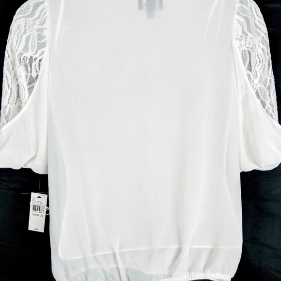 Sexy ~ By & By Off White Sheer Top - Lace Sleves - Picture 7 of 8